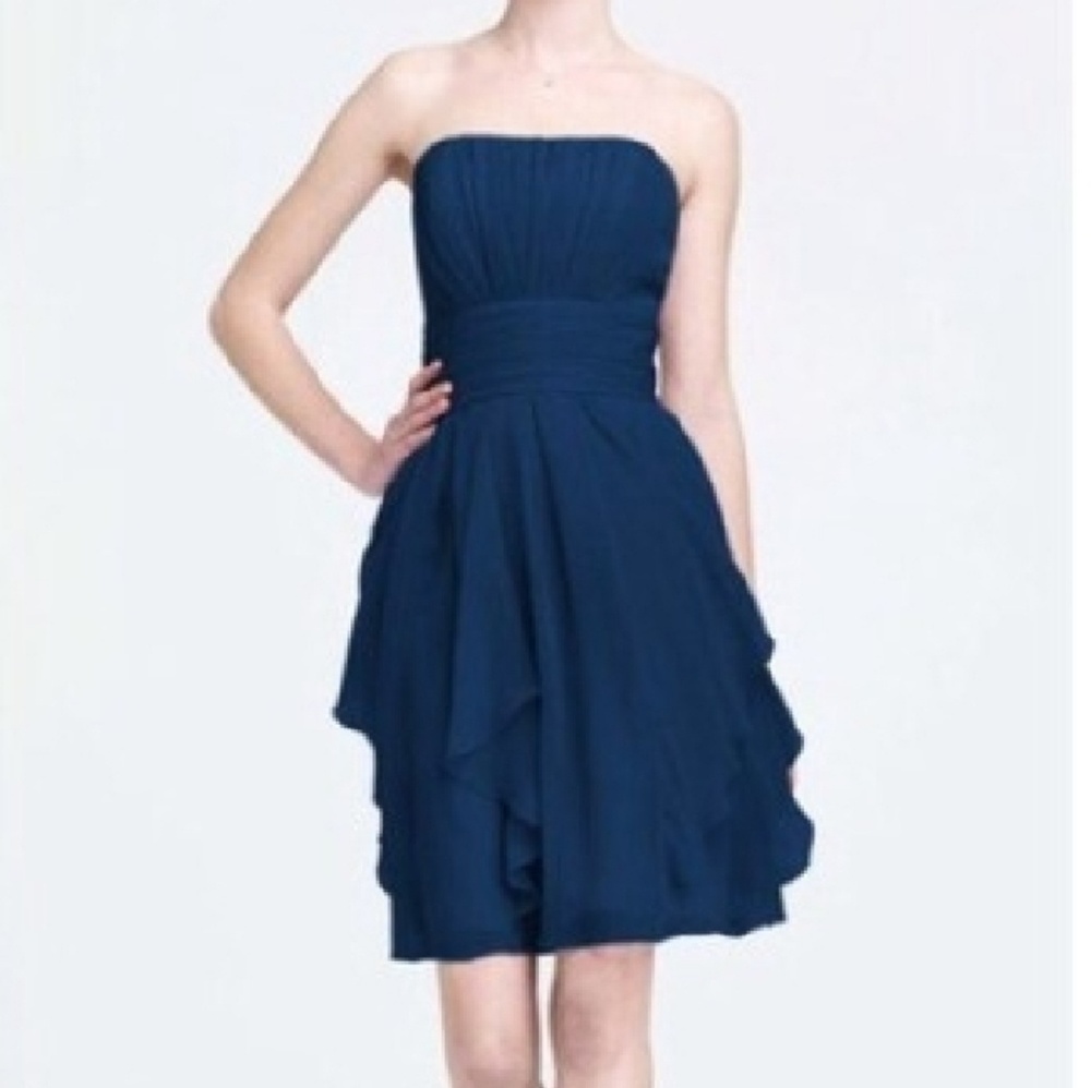 David's Bridal strapless chiffon dress